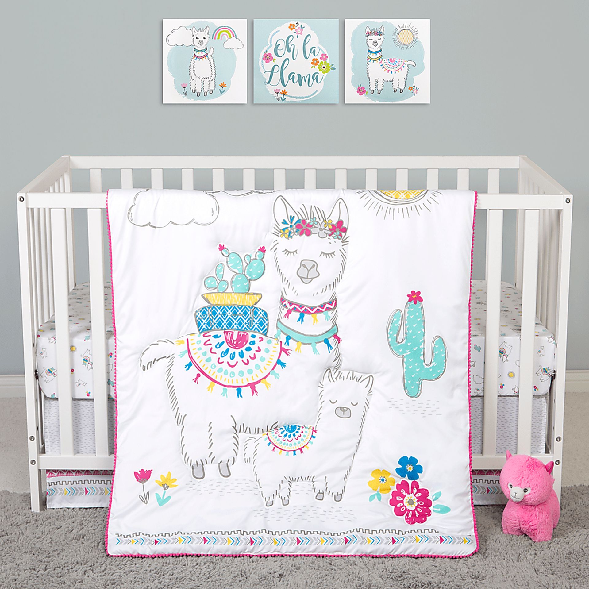Fancy Llama White 4 Pc Baby Bedding Set - Image 1