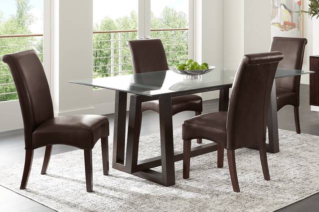 Fanmoore Espresso 5 Pc Dining Set with Brown Chairs - Thumbnail - Image 1