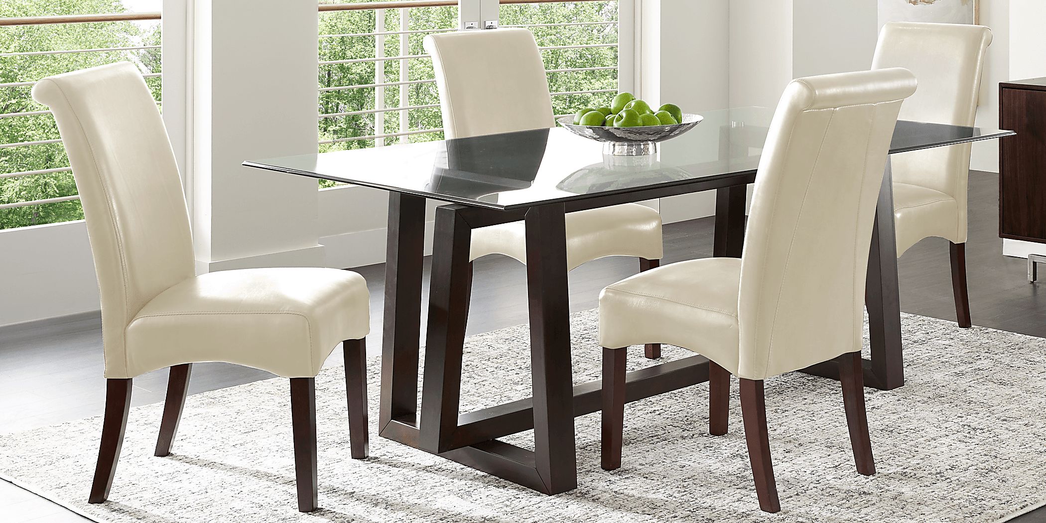 Fanmoore Espresso 5 Pc Dining Set with Ivory Chairs Rooms To Go