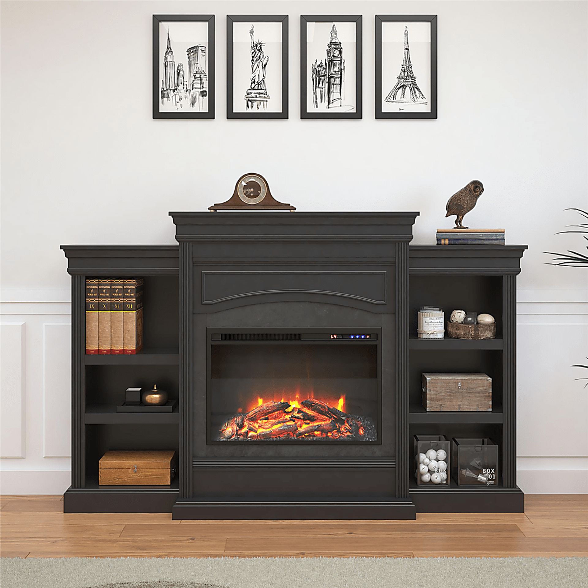 Fannelle Black Electric Fireplace - Image 4