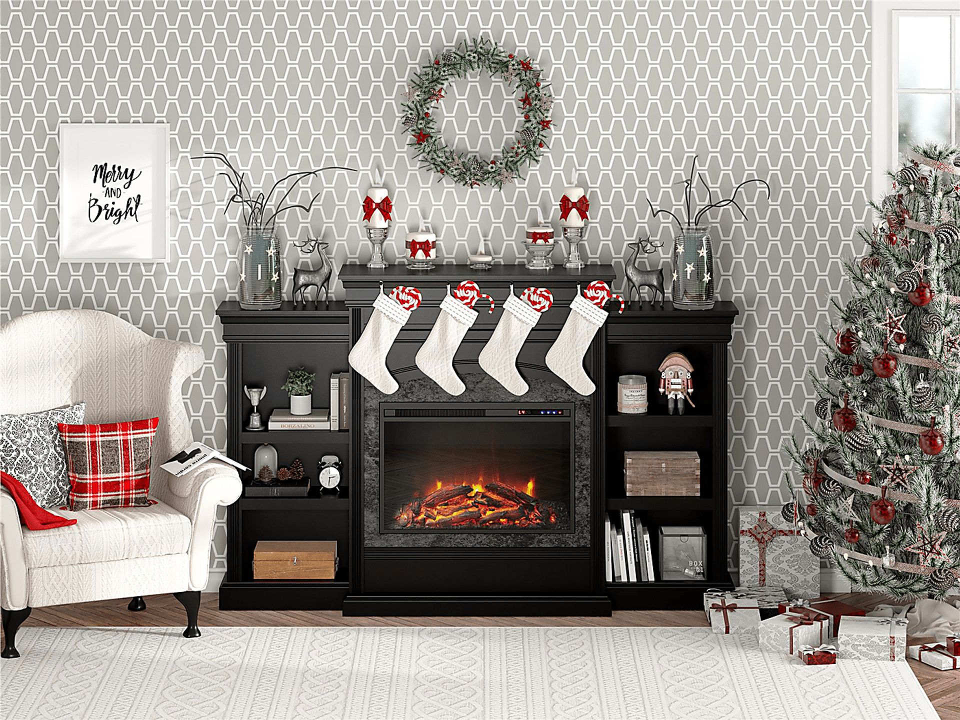 Fannelle Black Electric Fireplace - Image 5