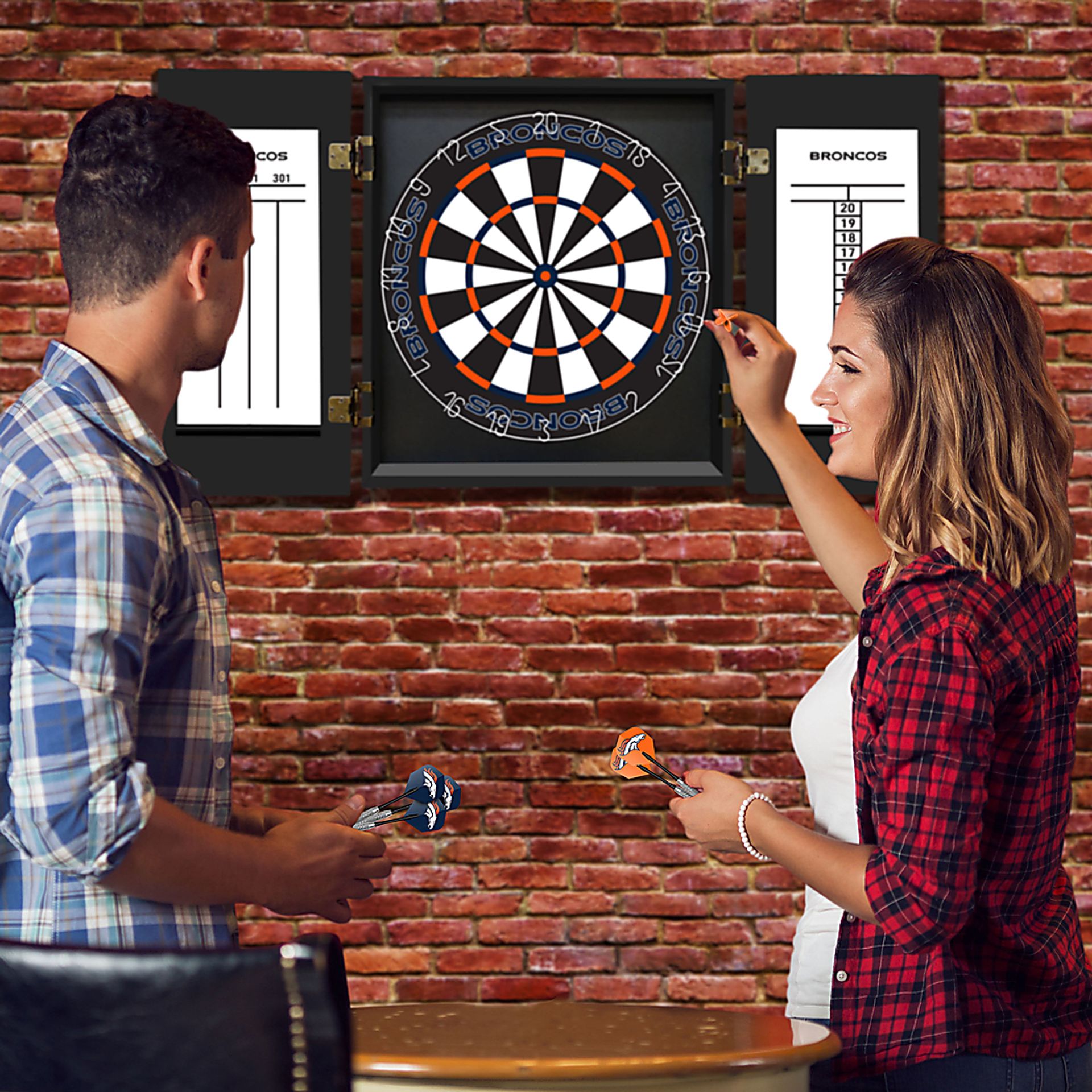 Fan's Choice Black Denver Broncos Dartboard Set - Image 8