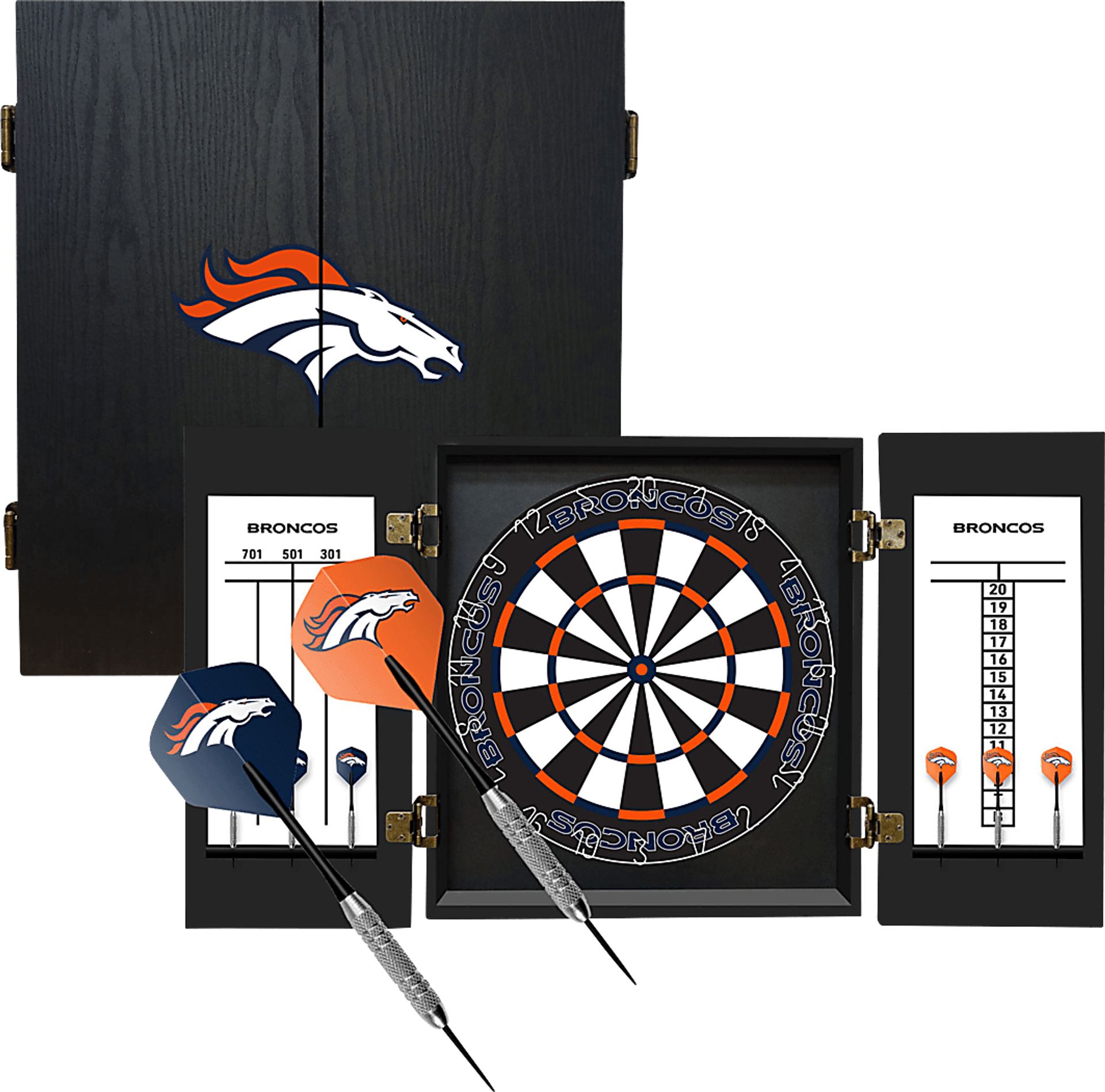 Fan's Choice Black Denver Broncos Dartboard Set - Image 1
