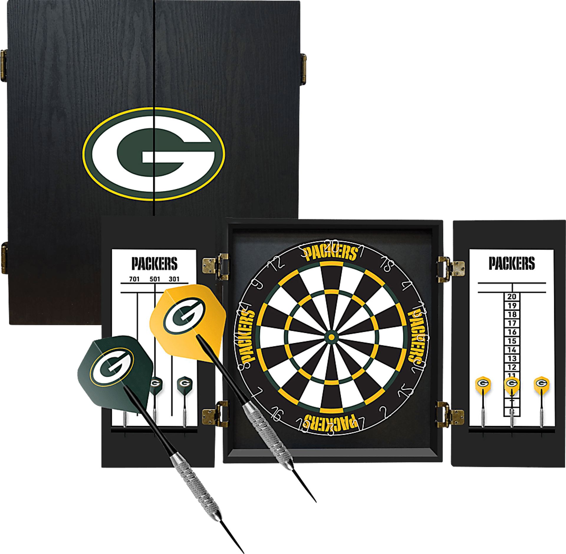 Green Bay Packers Black Dartboard Set - Image 1
