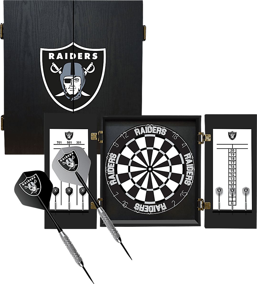 Las Vegas Raiders Imperial Fans Choice Dartboard Cabinet