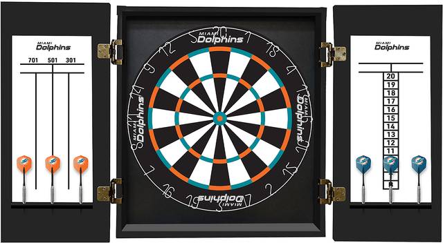 Miami Dolphins Black Dartboard Set - Thumbnail - Image 3