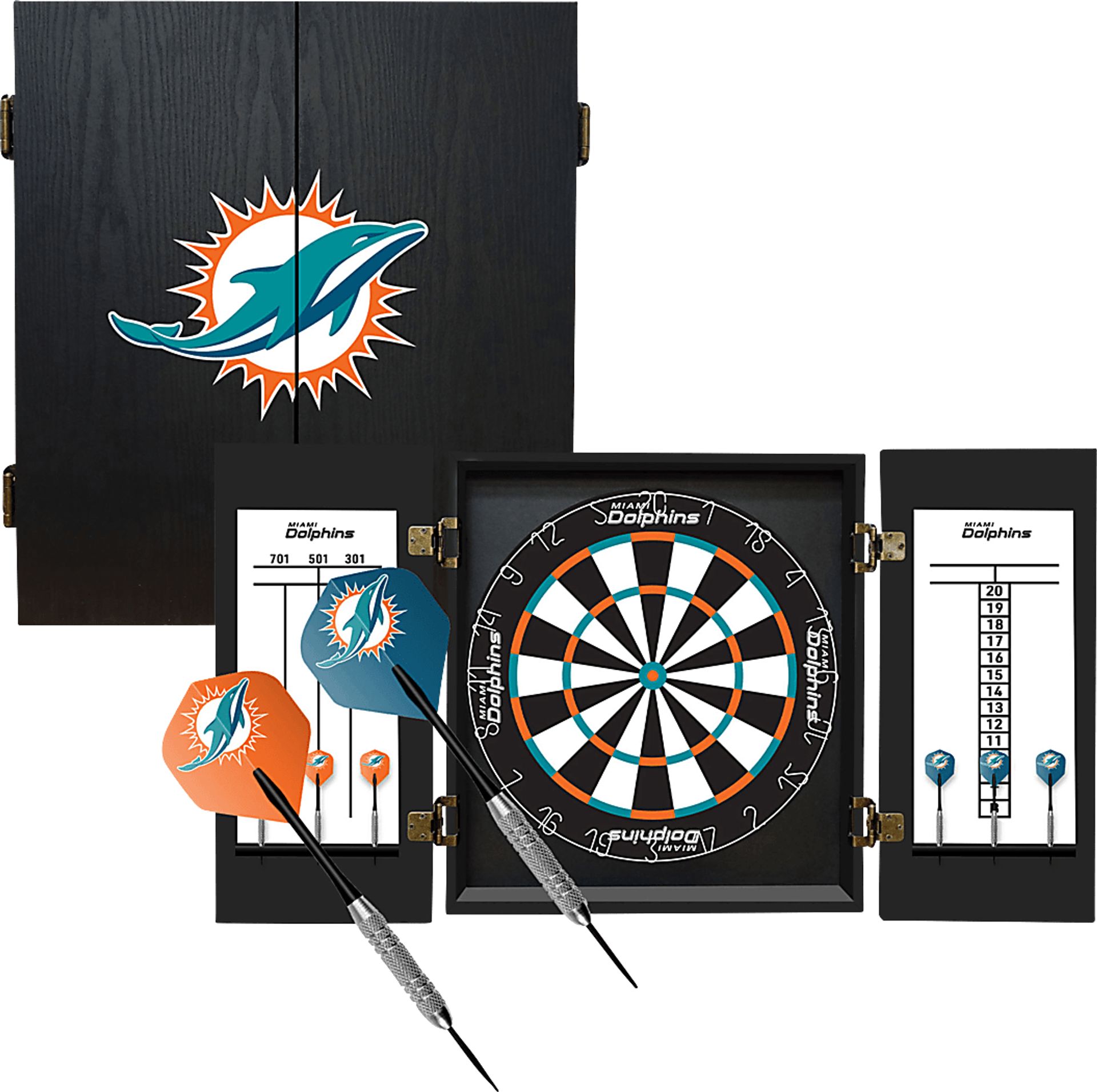 Miami Dolphins Black Dartboard Set - Image 1
