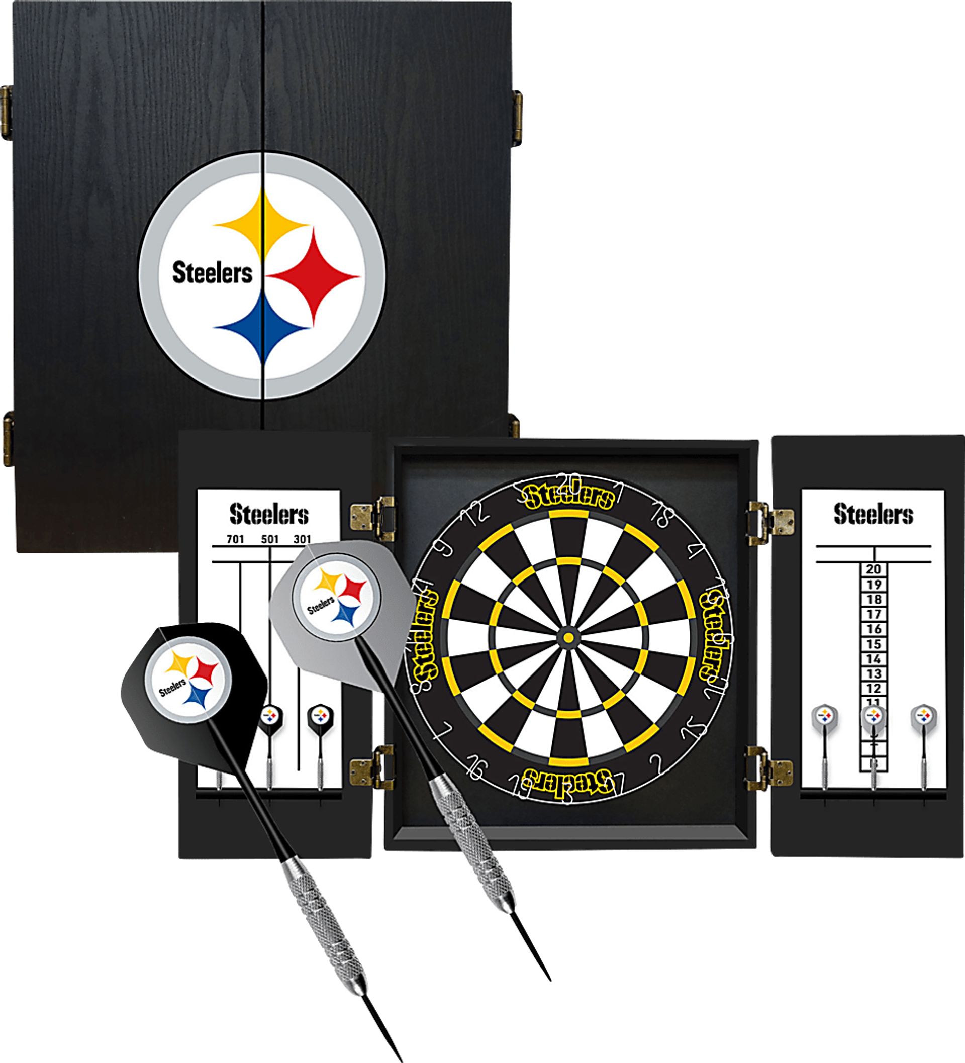 Pittsburgh Steelers Black Dartboard Set - Image 1