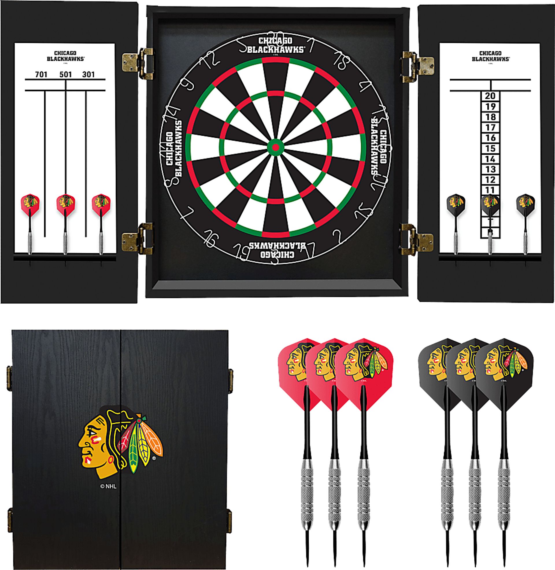 Chicago Blackhawks Black Dartboard Set - Image 1