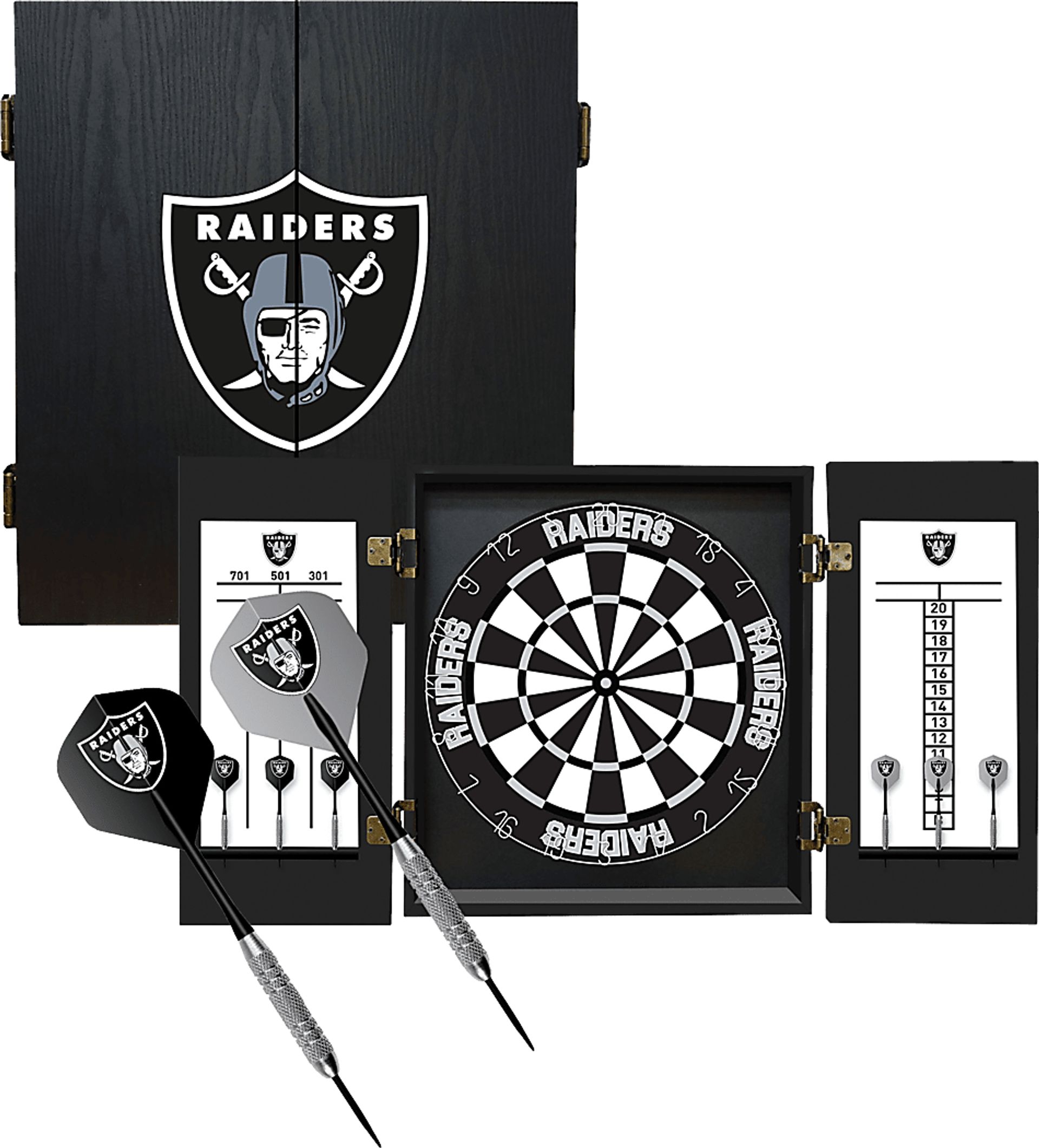 Las Vegas Raiders Black Dartboard Set - Image 1