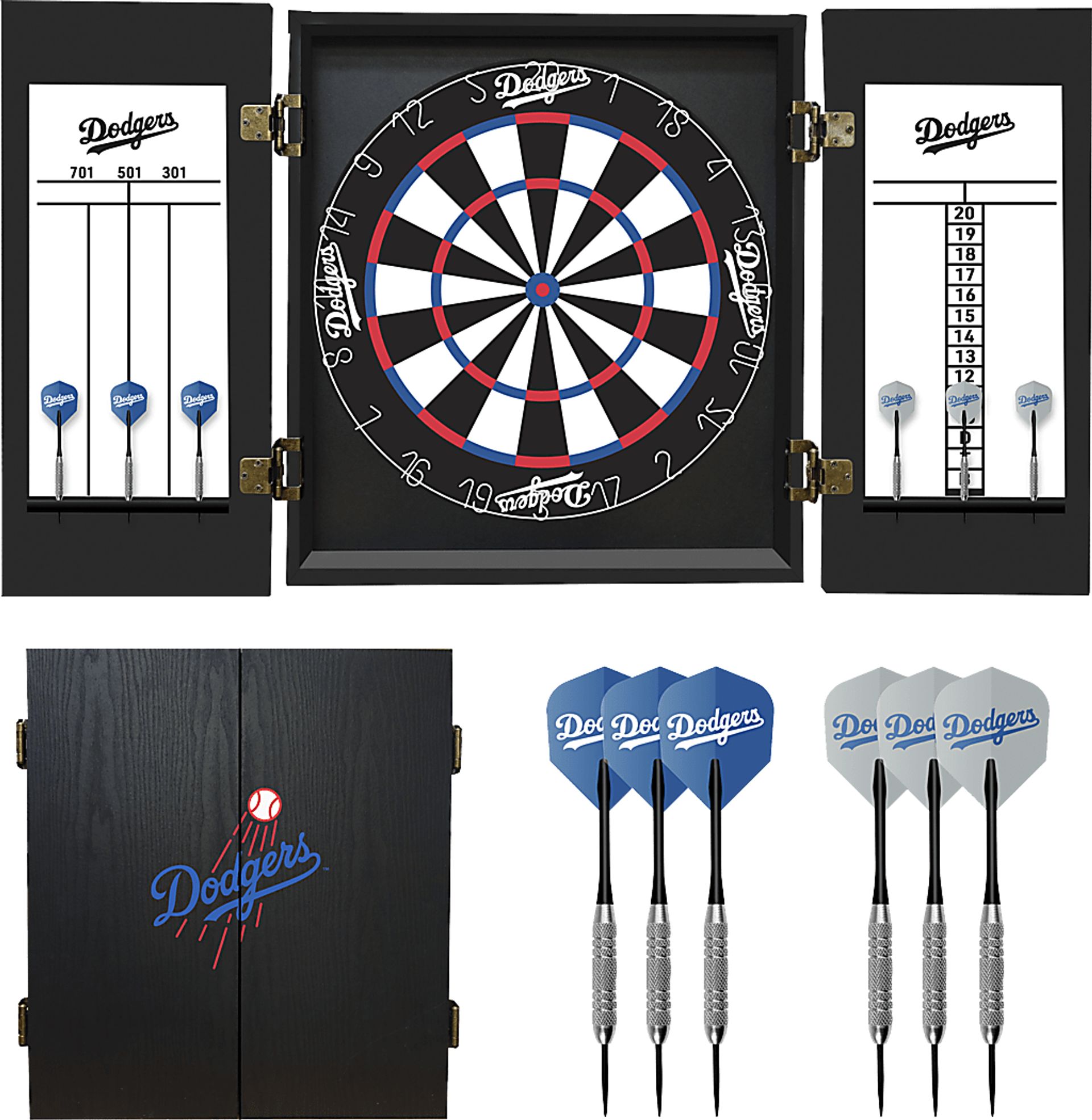 Los Angeles Dodgers Black Dartboard Set - Image 1