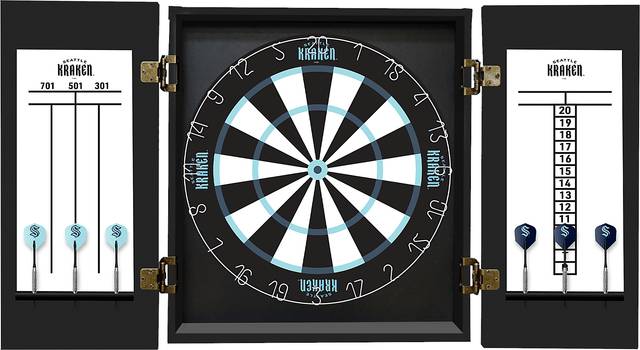 Fan's Choice Seattle Kraken Black Dartboard Set - Thumbnail - Image 4