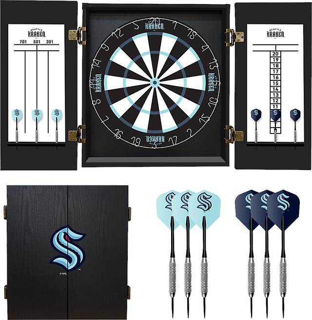 Fan's Choice Seattle Kraken Black Dartboard Set - Thumbnail - Image 1