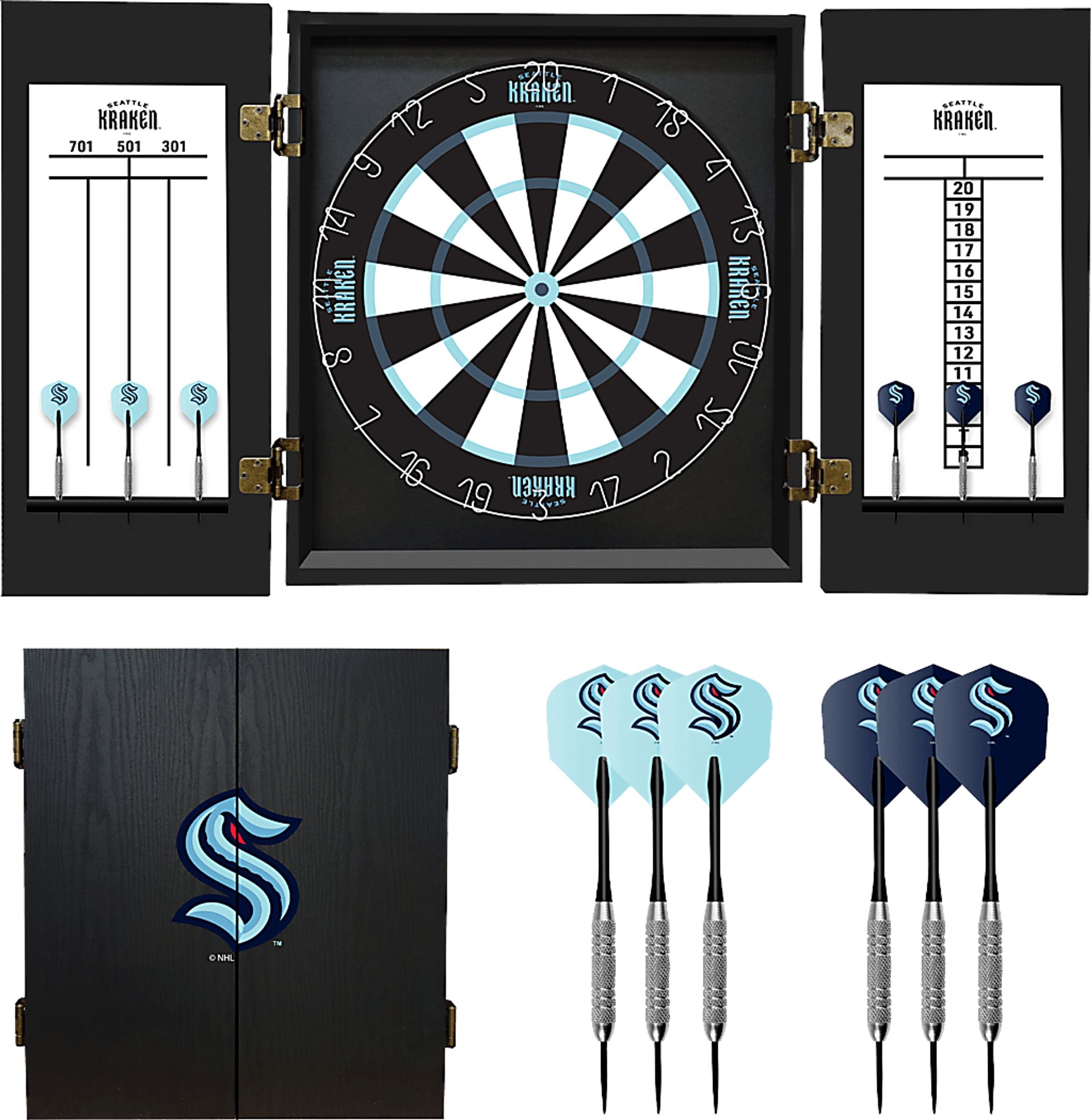 Fan's Choice Seattle Kraken Black Dartboard Set - Image 1