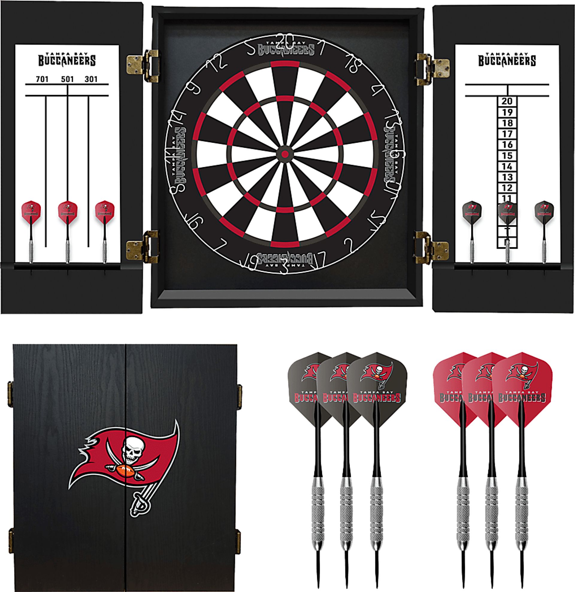 Tampa Bay Buccaneers Black Dartboard Set - Image 1