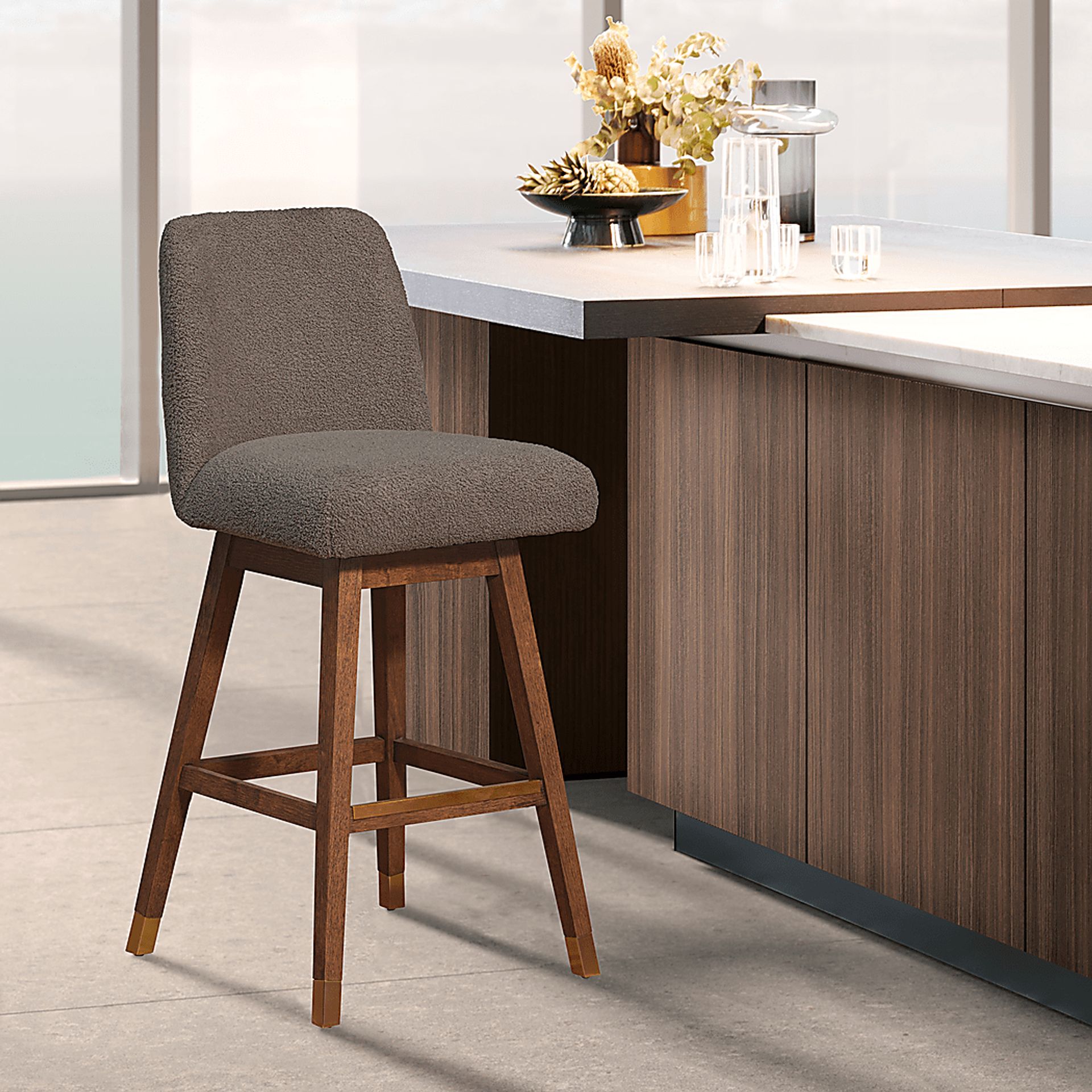 Fanshawe Brown Swivel Barstool - Image 2