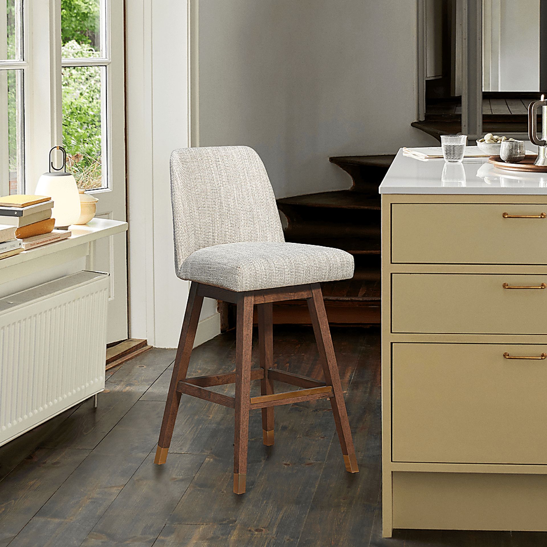 Fanshawe Beige Swivel Counter Stool - Image 2