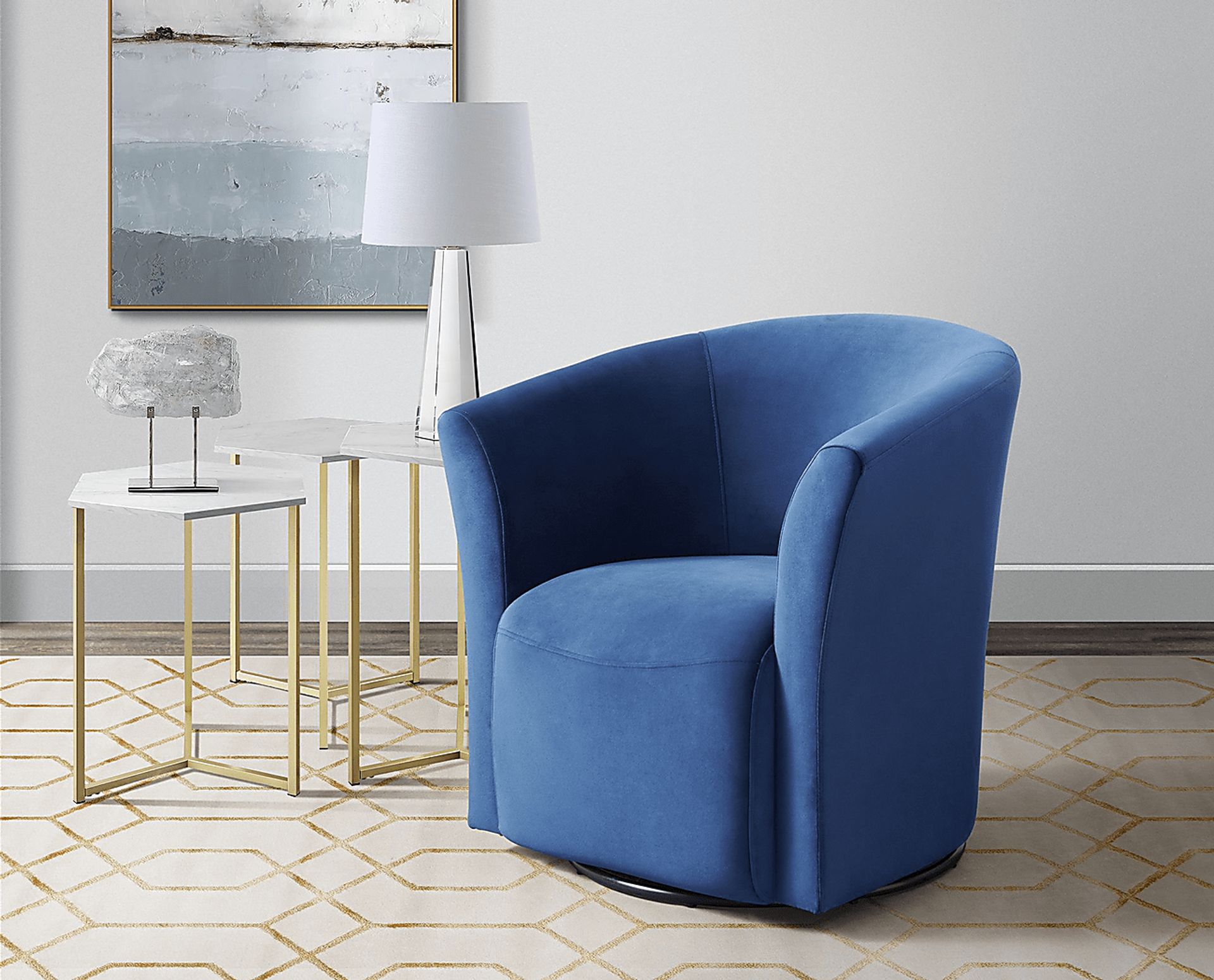 Faranda Blue Swivel Chair - Image 2