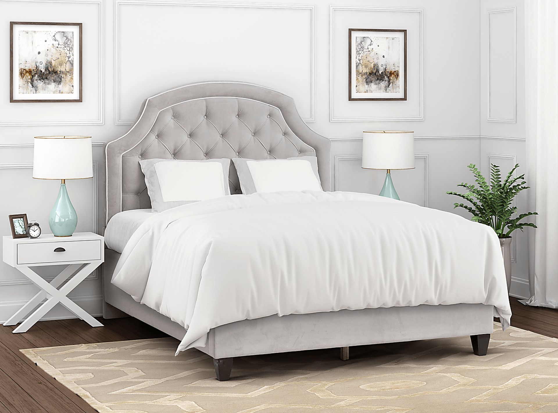 Farhills Gray Queen Upholstered Headboard - Image 5
