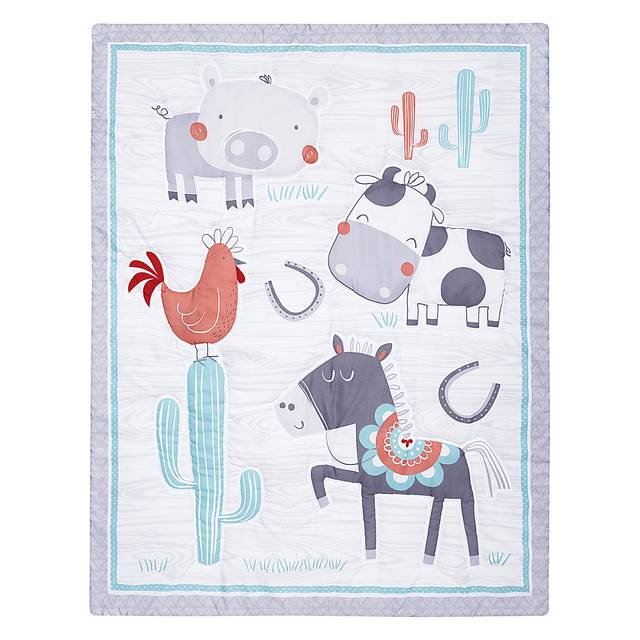 Farm Games White 4 Pc Baby Bedding Set - Thumbnail - Image 5
