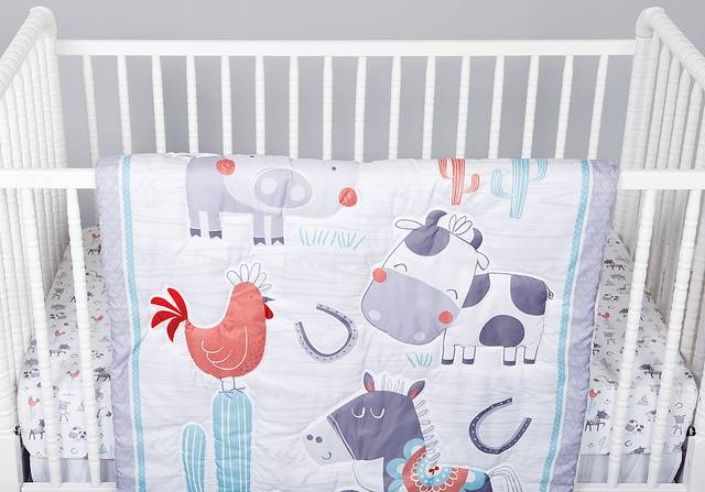 Farm Games White 4 Pc Baby Bedding Set - Thumbnail - Image 9