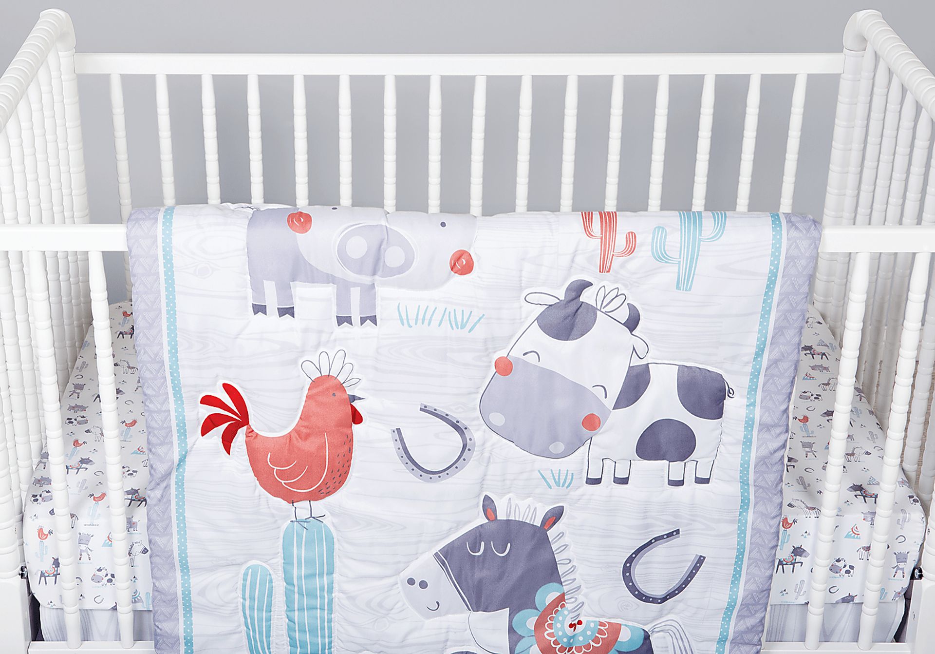 Farm Games White 4 Pc Baby Bedding Set - Image 9