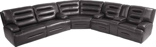 Farona Black Cherry Leather 3 Pc Dual Power Reclining Sectional - Thumbnail - Image 4