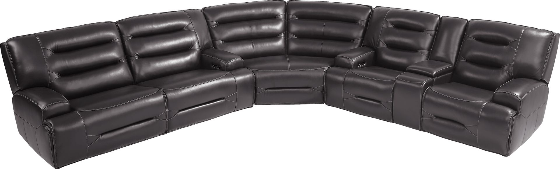 Farona Black Cherry Leather 3 Pc Dual Power Reclining Sectional - Image 4