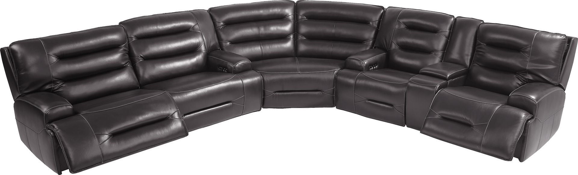 Farona Black Cherry Leather 3 Pc Dual Power Reclining Sectional - Image 5