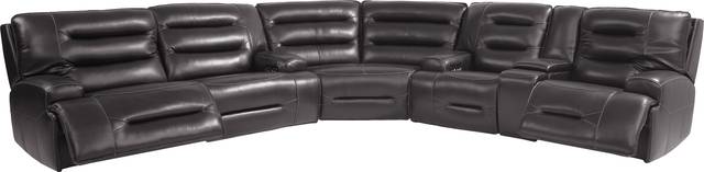 Farona Black Cherry Leather 6 Pc Dual Power Reclining Sectional Living Room - Thumbnail - Image 3