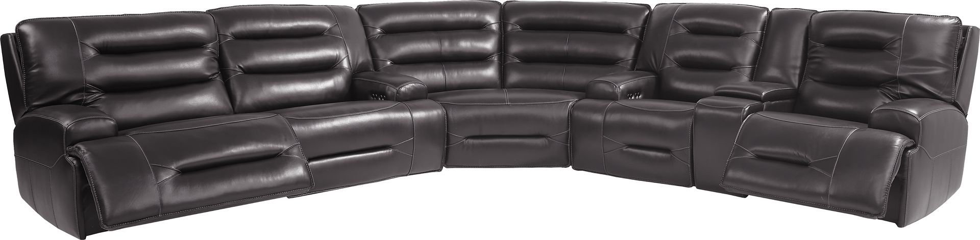 Farona Black Cherry Leather 6 Pc Dual Power Reclining Sectional Living Room - Image 3