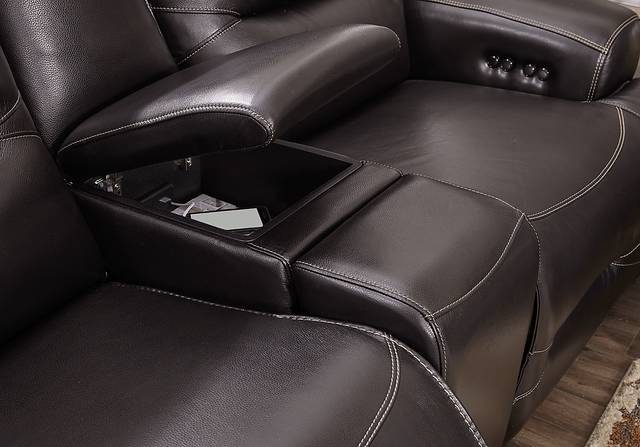 Farona Black Cherry Leather 7 Pc Dual Power Reclining Living Room - Thumbnail - Image 11