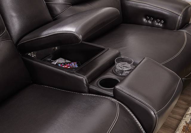 Farona Black Cherry Leather 7 Pc Dual Power Reclining Living Room - Thumbnail - Image 12
