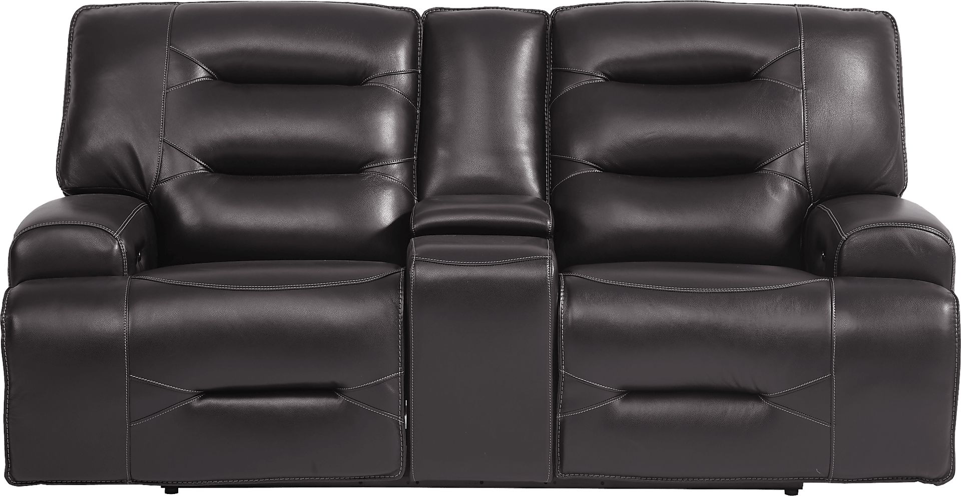 Farona Black Cherry Leather 7 Pc Dual Power Reclining Living Room - Image 7