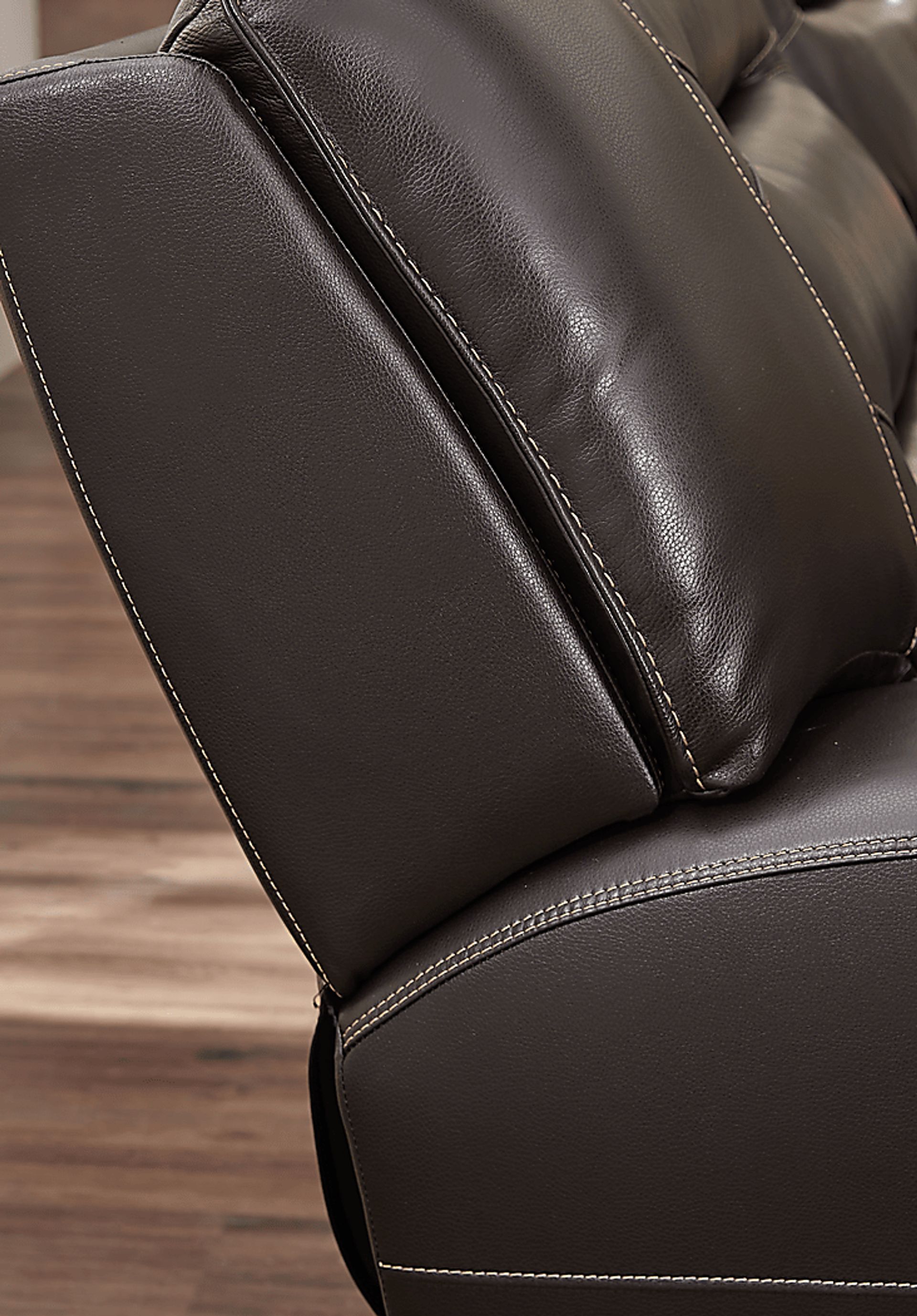 Farona Black Cherry Leather 7 Pc Dual Power Reclining Living Room - Image 5