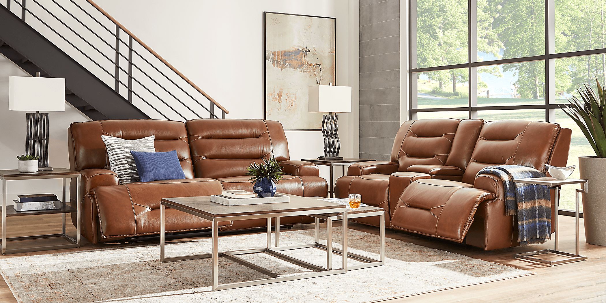 Farona Caramel Brown Leather Dual Power Reclining Sofa Rooms To Go