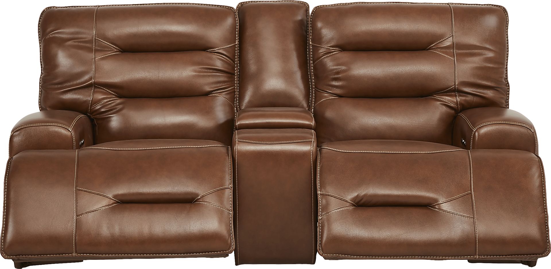 Farona Caramel Leather 7 Pc Dual Power Reclining Living Room - Image 7