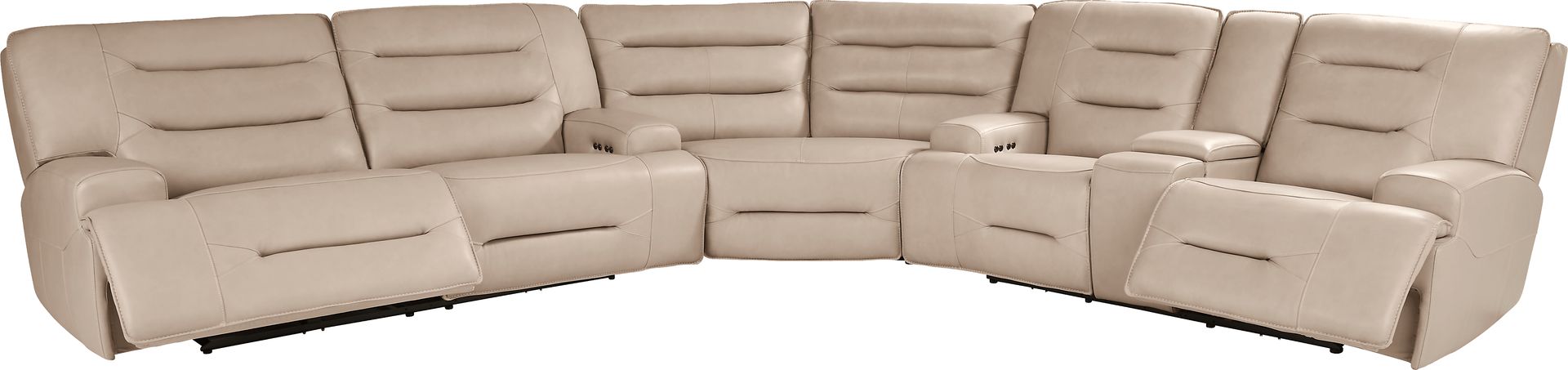 Farona Ivory Leather 3 Pc Dual Power Reclining Sectional - Image 3