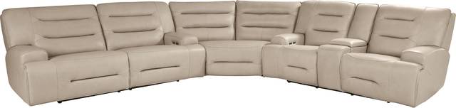 Farona Ivory Leather 3 Pc Dual Power Reclining Sectional - Thumbnail - Image 1
