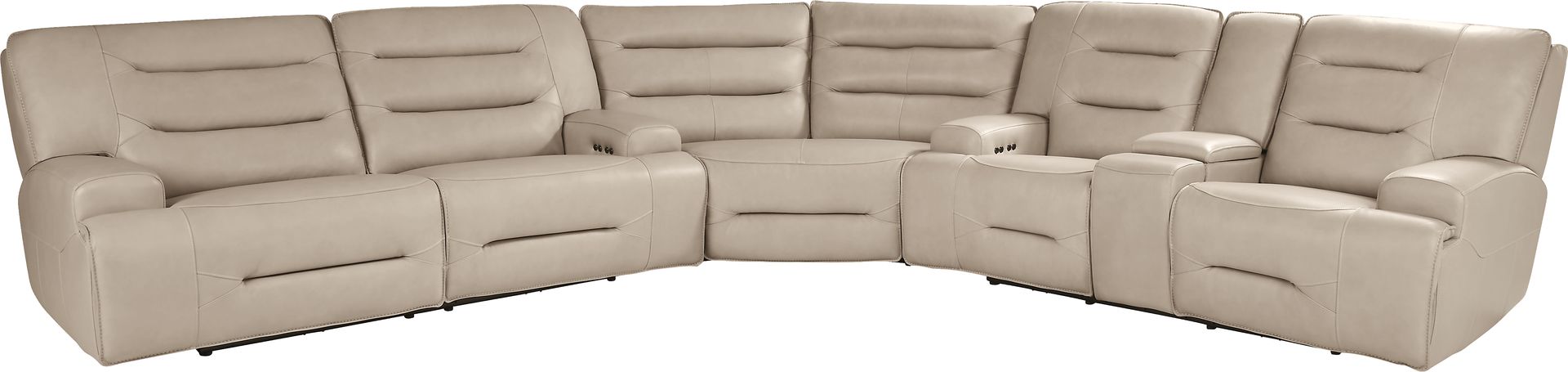 Farona Ivory Leather 3 Pc Dual Power Reclining Sectional - Image 1