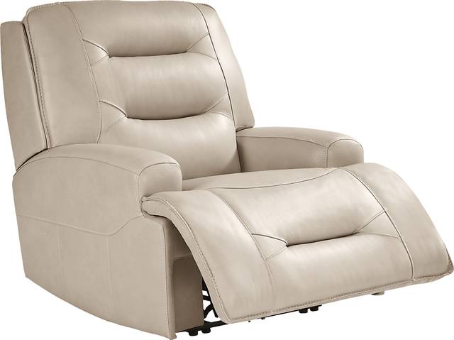 Farona Ivory Leather Dual Power Recliner - Thumbnail - Image 2