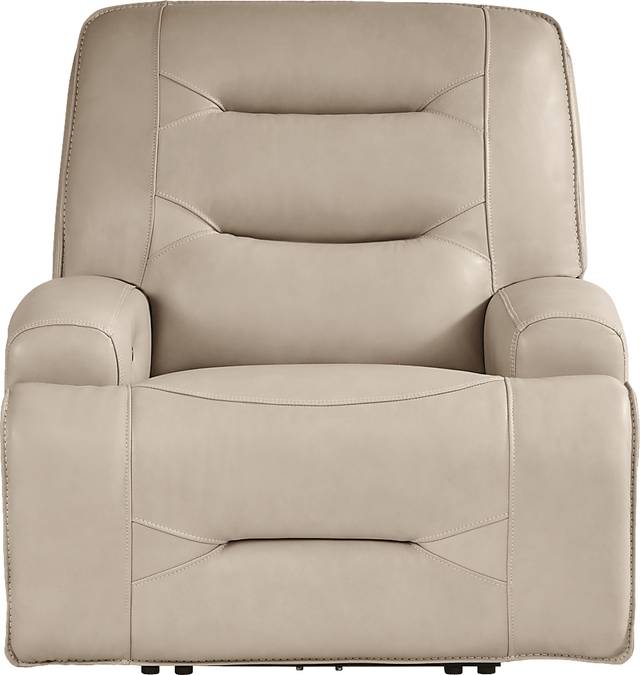 Farona Ivory Leather Dual Power Recliner - Thumbnail - Image 3