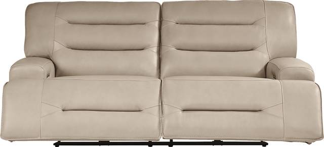 Farona Ivory Leather Dual Power Reclining Sofa - Thumbnail - Image 2