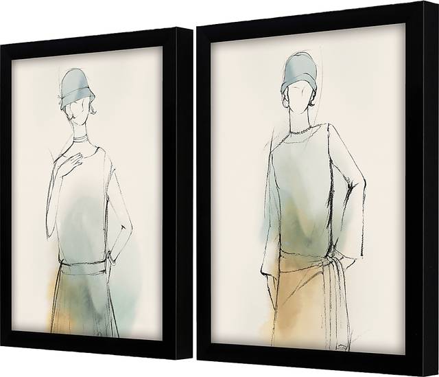 Fashion Meets Girl Beige Artwork, Set of 2 - Thumbnail - Image 3