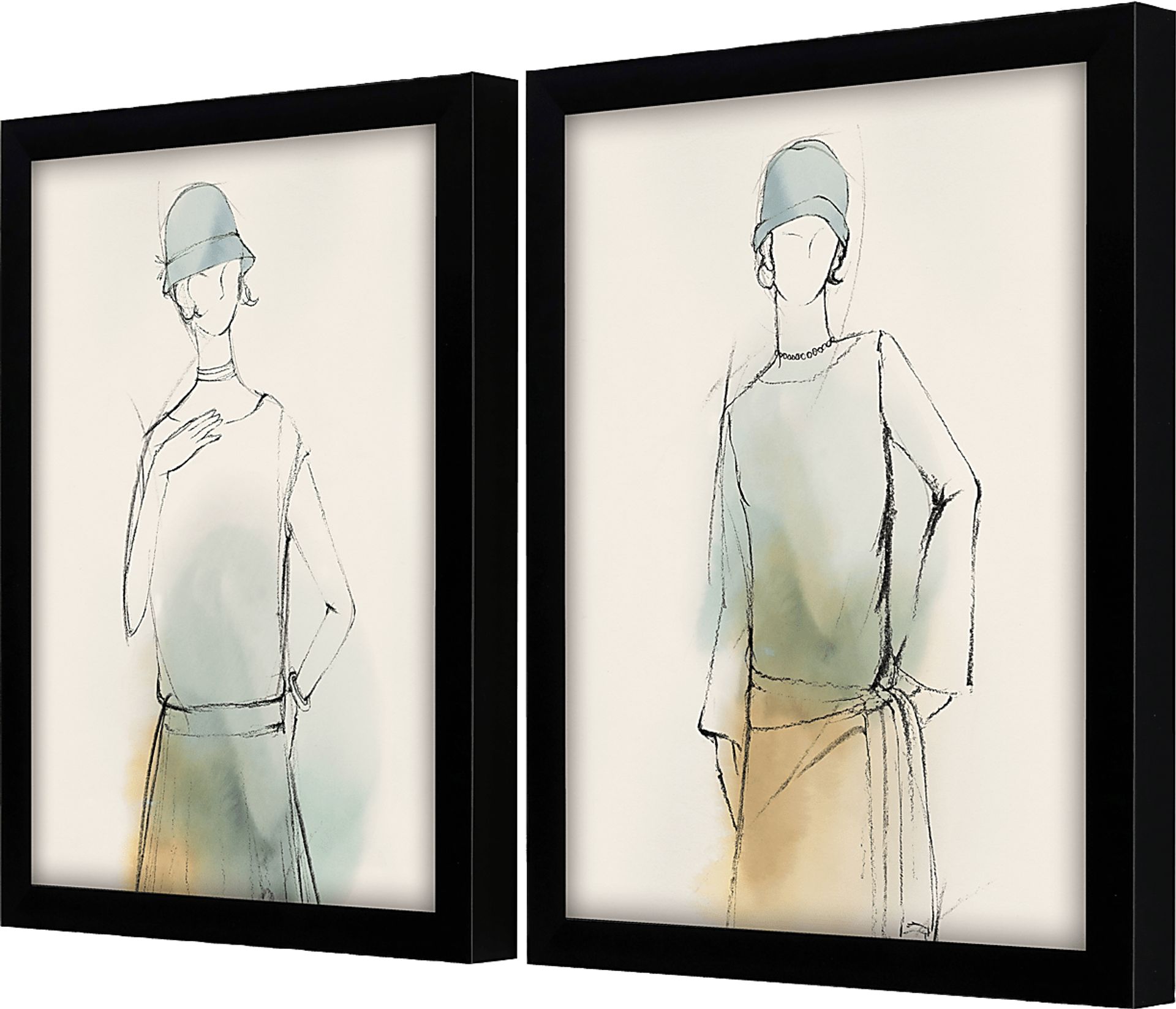Fashion Meets Girl Beige Artwork, Set of 2 - Image 3