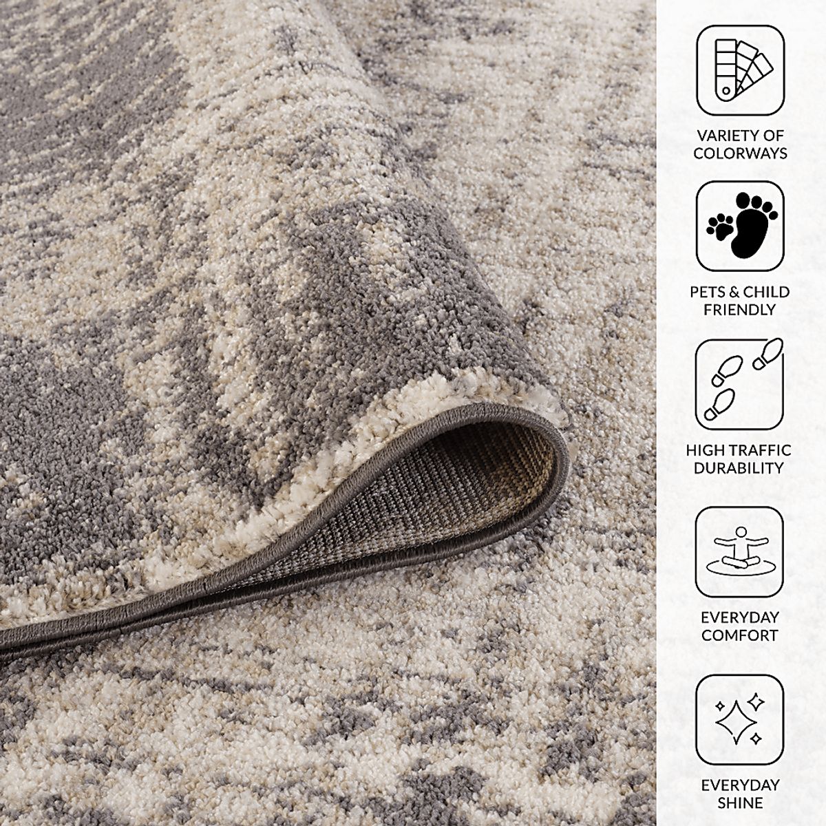 Fasil Charcoal Black,Gray Rugs | Rooms to Go