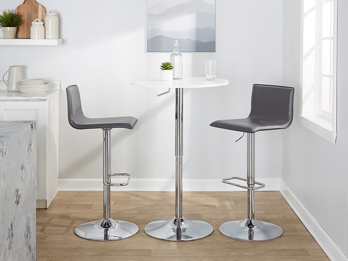SWIFスイフンファ スツールグレー Fassitt III Chrome Metal Gray Adjustable,Swivel Barstool | Rooms to Go