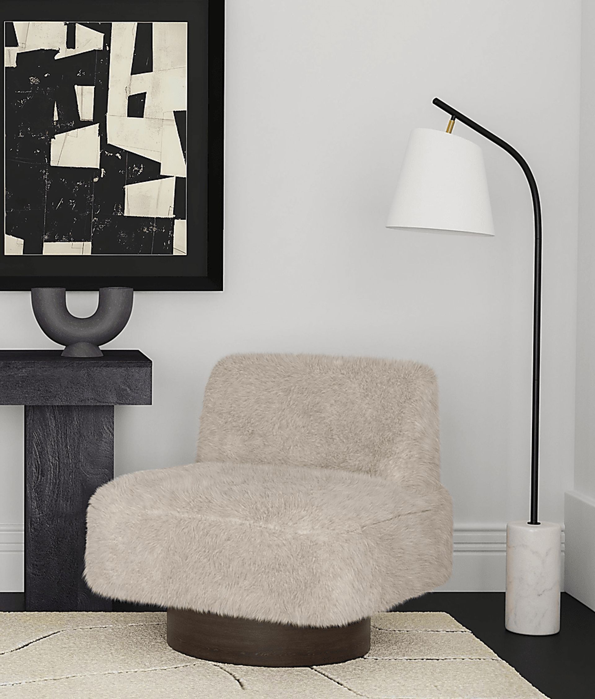 Fau Bend Black Floor Lamp - Image 2