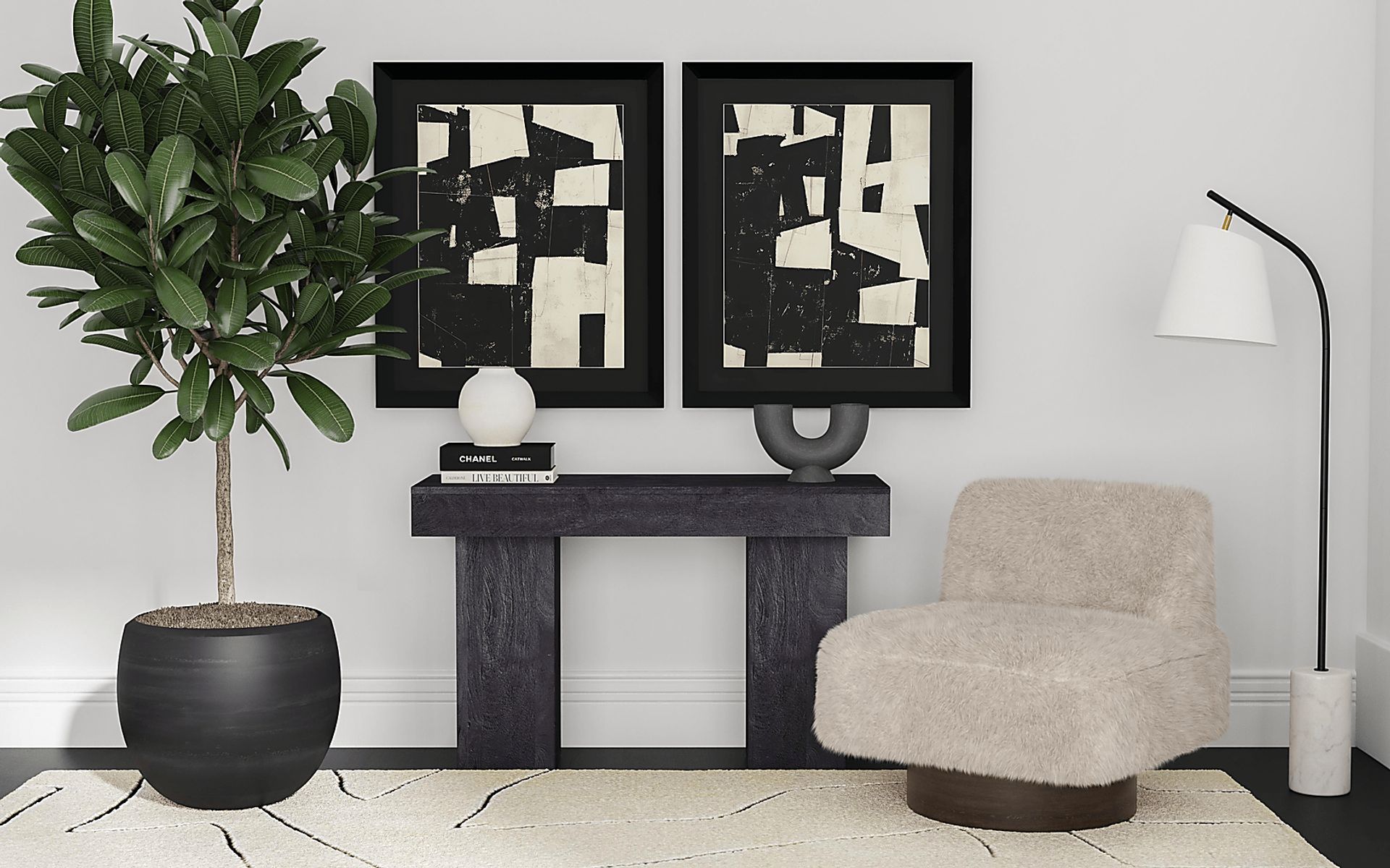 Fau Bend Black Floor Lamp - Image 4