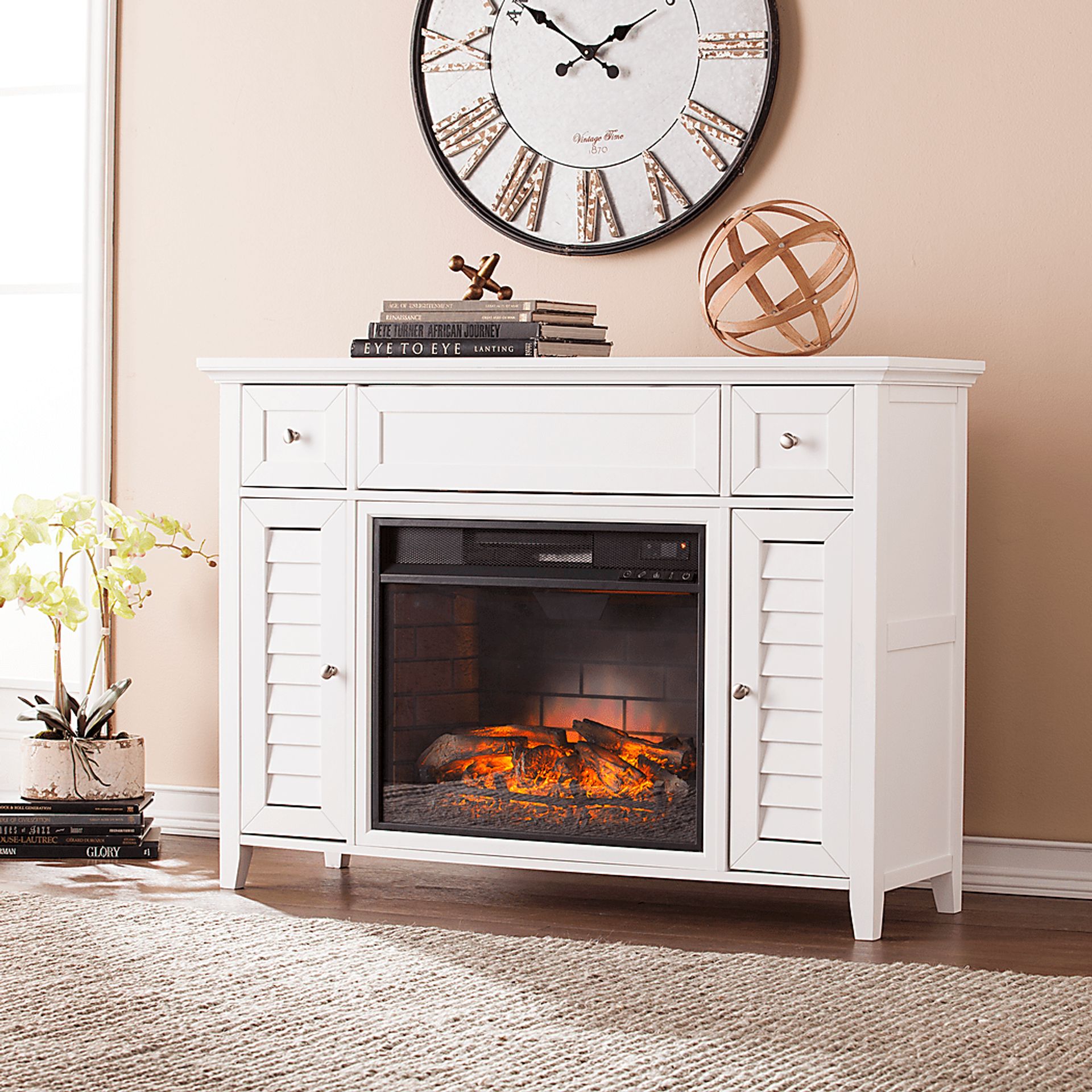 Faulkwood White 48 in. Console with Infrared Fireplace - Image 2